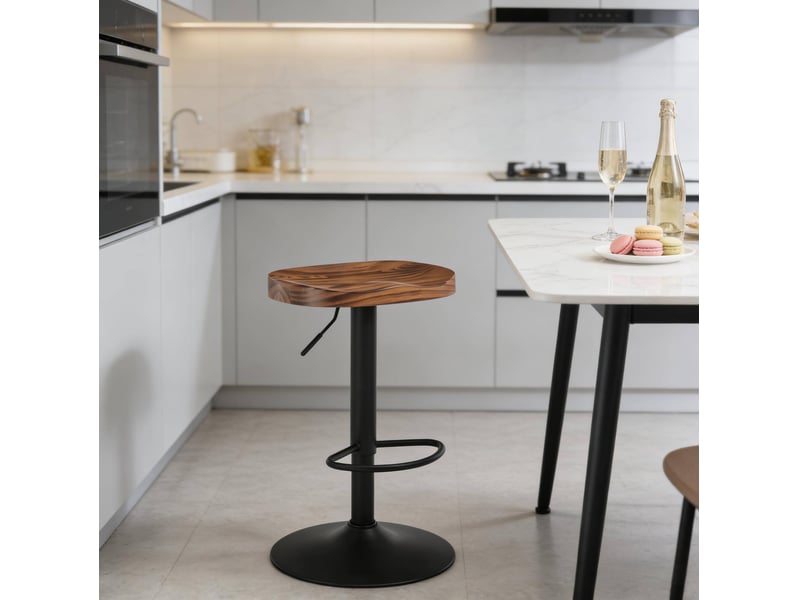 Tabouret de bar 66-90x38x33 cm réglable en hauteur et pivotant bois métal brun rustique  - Conforama D