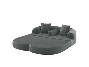 Canapé 2 places en tissu cordonnet, convertible en lit, sans montage, accoudoir amovible avec porte-gobelet, pour salon et appartement