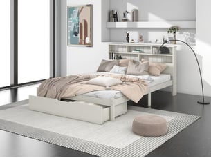 Lit avec rangement 140x200 cm OKWISH coloris blanc