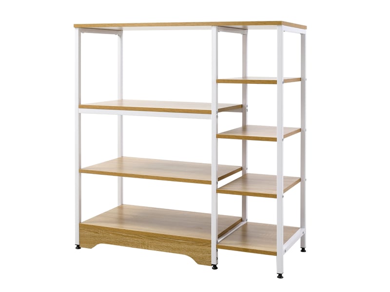  Étagère de cuisine basse de style industriel, gain de place, meuble de cuisine à 7 niveaux en métal et bois, 90 x 40 x 95 cm, blanc  - Conforama B