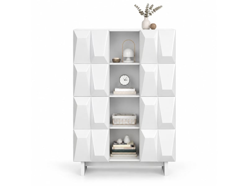Vitrine et meuble à chaussures – 4 portes, 12 compartiments – blanc, 90,5 x 34 x 135,5 cm - Conforama A