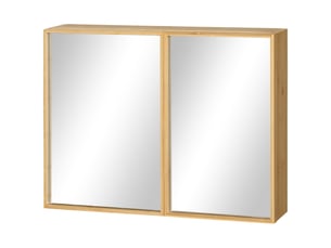 Armoire de toilette murale 2 portes miroir en bambou 65,2 x 14 x 50 cm