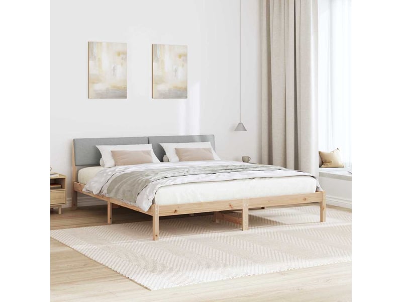 Lit double- lit adulte -  cadre de lit avec tête de lit marron et gris clair 200 x 200 cm  - Conforama C