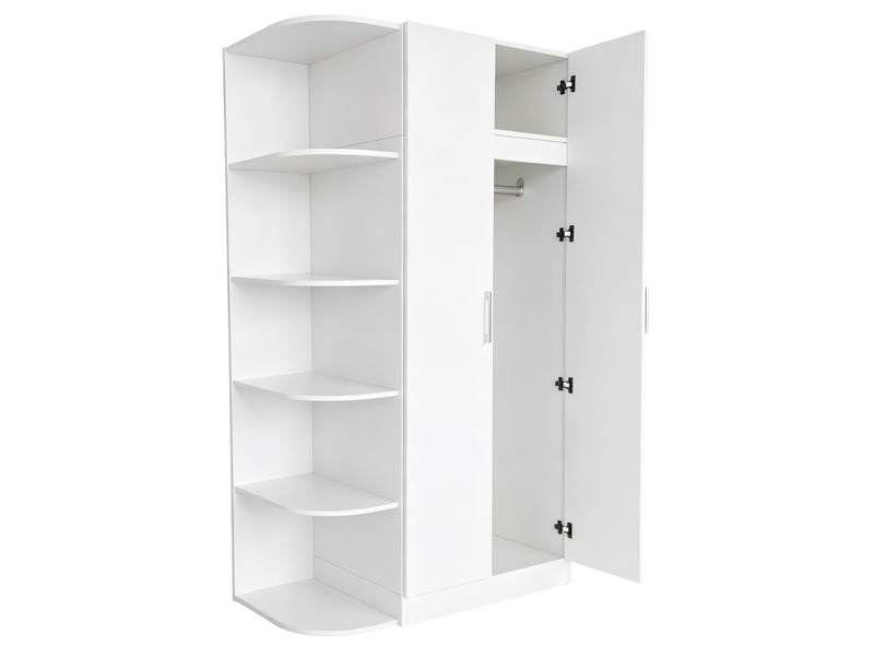 Armoire avec 2 portes, étagères et tiroirs, rangement polyvalent pour chambre, en mdf blanc, 90 × 55 × 170 cm - Conforama E