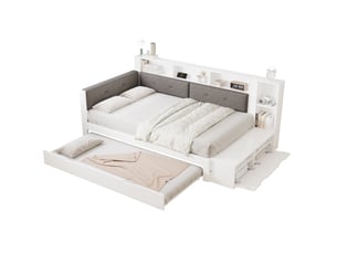 Lit gigogne 120x200 cm <strong>ELVMI</strong> <strong></strong> coloris blanc