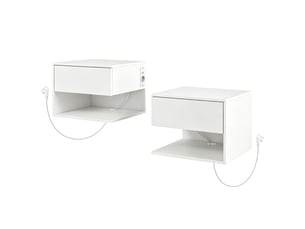 Lot de 2 tables de chevet suspendues pour chambre à coucher, 46 x 30 x 30 cm, blanches