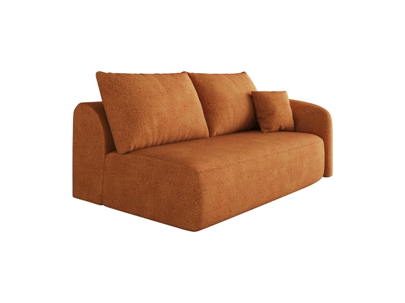 Canapé 2 places orange en tissu chenille, design moderne sans montage, 160 cm - Conforama R