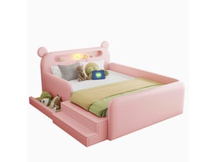 Lit avec rangement 140x200 cm <strong>DZMDIP</strong>  <strong></strong> coloris rose