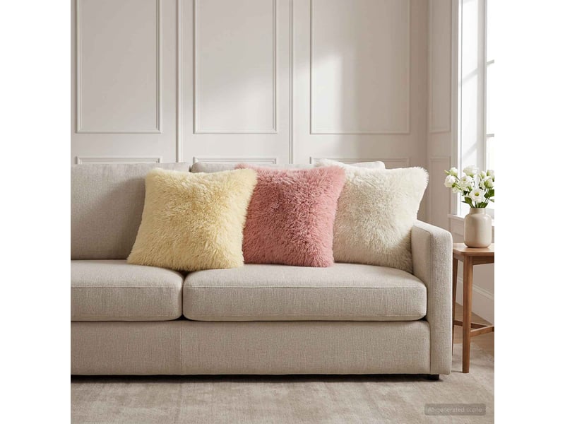  Lot de 2 coussins avec oreiller, coussins décoratifs heerlen blanc fleece pv cf50404  - Conforama B