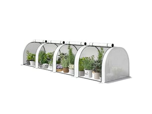 Mini serre de jardin serre à tomates 4 x 1 x 0,80 m acier pe anti-uv 4 portes avec zip enroulables blanc