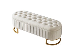 Banquette coffre 120 x 40 cm, coloris beige, tissu velours, rangement sous l'assise.