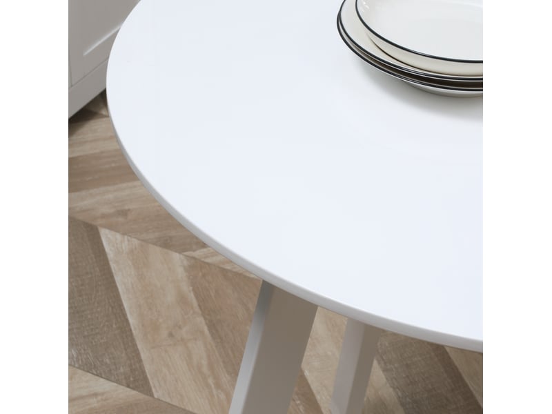 Table de salle à manger ronde pour 2 personnes, plateau brillant et pieds inclinés, pour cuisine, ø72 × 75 cm - Conforama E