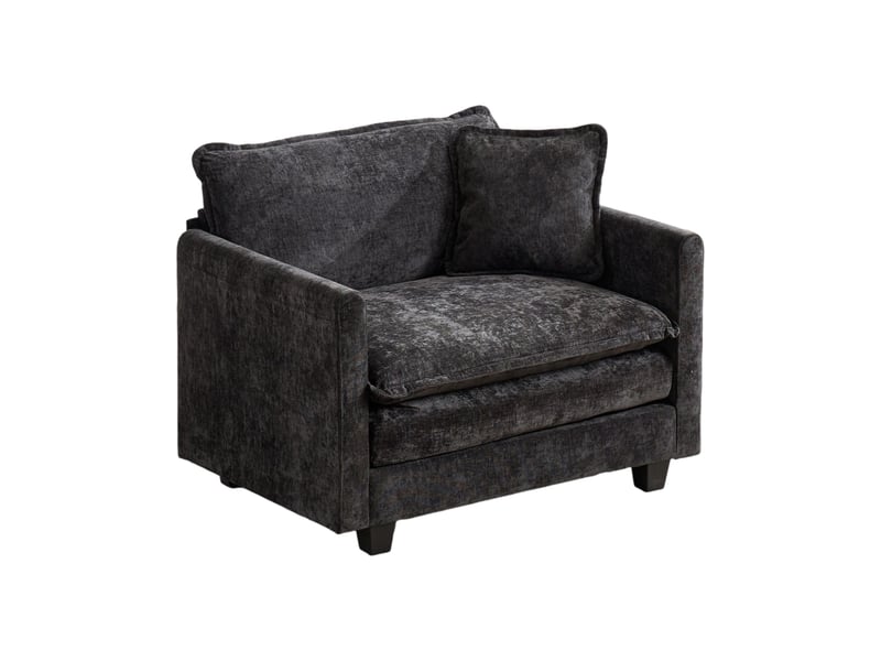Module de canapé 1 place en chenille noir - Conforama A