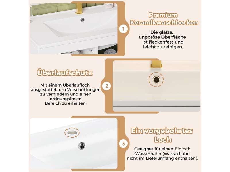  Meuble salle de bain suspendu 76 cm blanc avec led et vasque  - Conforama E