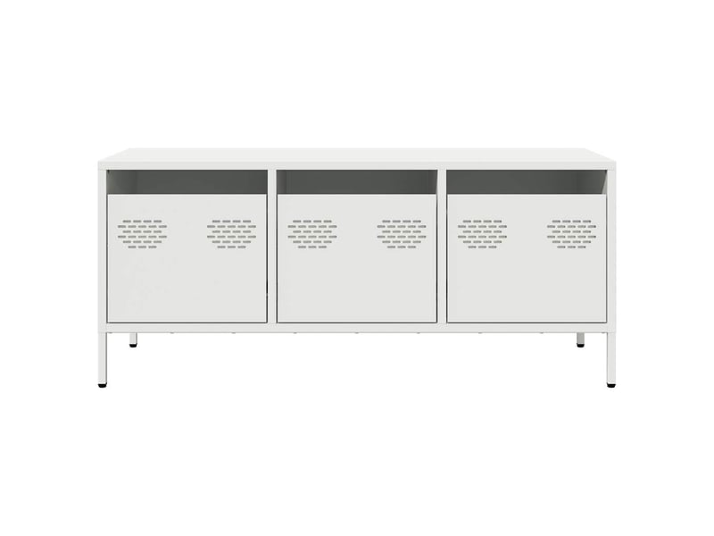  Meuble tv - banc tv - meuble de rangement blanc 101,5x39x43,5 cm acier laminé à froid  - Conforama D