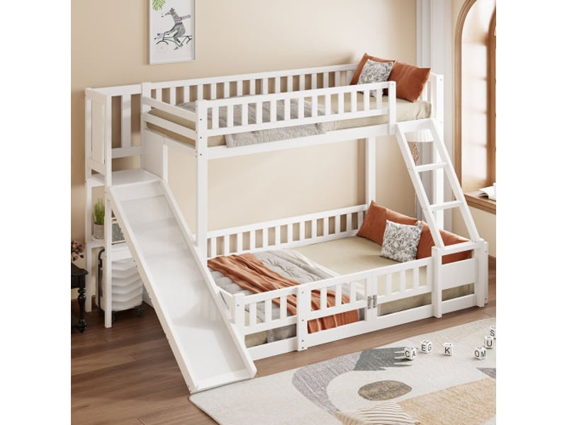  Lit  superposé 90x200(140x200)cm coloris blanc pin lit enfant blanc - Conforama E