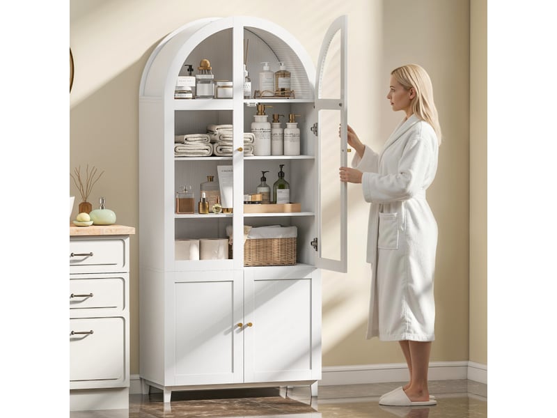 Buffet milagros vaisselier design arche rangement cuisine blanc élégante  - Conforama D