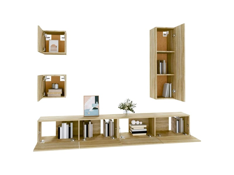  Ensemble de meubles tv 5 pcs chêne sonoma bois d'ingénierie shl33203  - Conforama D