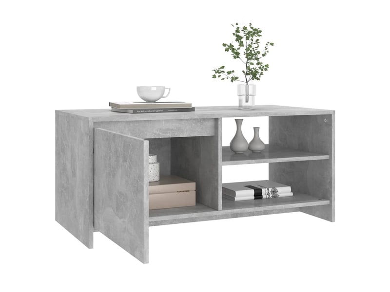  Table basse rectangulaire | table de salon gris béton 102x50x45 cm bois d'ingénierie  - Conforama D
