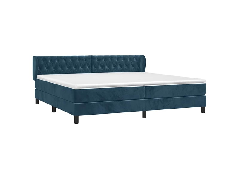 Sommier à lattes matelas bleu foncé velours lit confortable 200x200cm chambre adulte - Conforama E