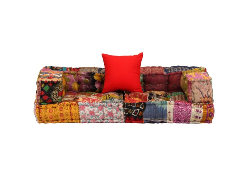  Coussins de sol poufs modulaire chaise longue en tissu 2 places en tissu patchwork dec021231  - Conforama C