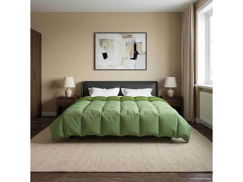  Couette - duvet d'été 200 x 220 cm été microfibre (100% polyester) vert  - Conforama B