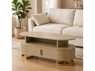 Table basse ovale coloris bois clair <strong></strong> <strong></strong> - 50 cmx120 cm