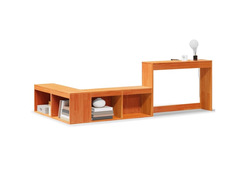  Table de chevet - cabinet de chevet - table de nuit avec bureau  marron bois de pin massif  - Conforama A