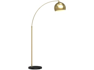 Lampadaire arqué de style vintage réglable avec base en marbre, ampoule e27 40w, dimensions 100–115 cm (l) x 30 cm (l) x 170–180 cm (h), couleur dorée