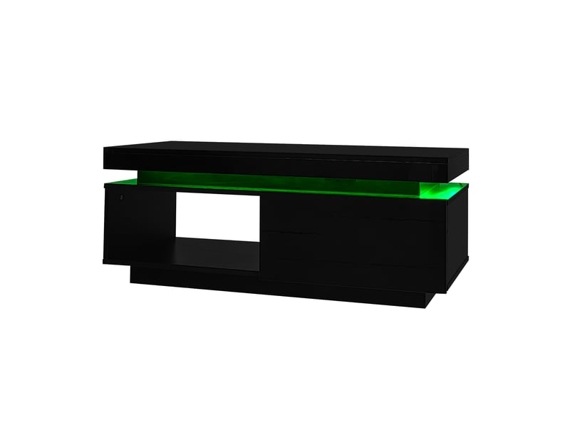  Table basse moderne laquée brillante avec éclairage led, 100 x 50 x 40,3 cm – table élégante avec tiroir et capacité de charge de 50 kg  - Conforama D