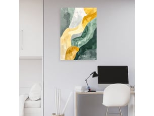 Impression sur toile, pastel abstrait vert jaune 20x30