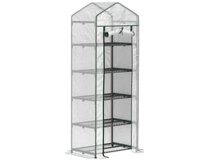 Serre de jardin à 5 étagères en acier avec housse transparente 69 x 49 x 193 cm, idéale pour balcon et cultures