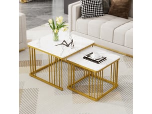 Table basse carré(e) coloris blanc <strong>KORFEE</strong> <strong></strong> - 60 cmx60 cm