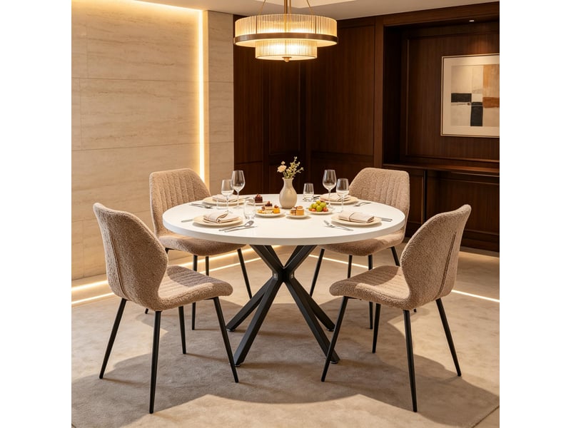 Coiffeuse élégante avec rembourrage doux, chaise fonctionnelle, chaise de cuisine, chaise de bureau, chaise confortable (uniquement avec 4 chaises) 1005006331676790-1 - Conforama E