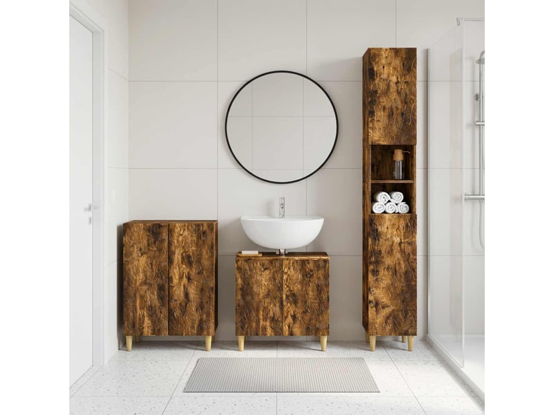  Ensemble de meuble de salle de bain 3 pièces delft chêne fumé cf63377  - Conforama B