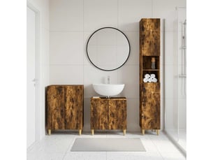 Ensemble de meuble de salle de bain 3 pièces delft chêne fumé cf63377
