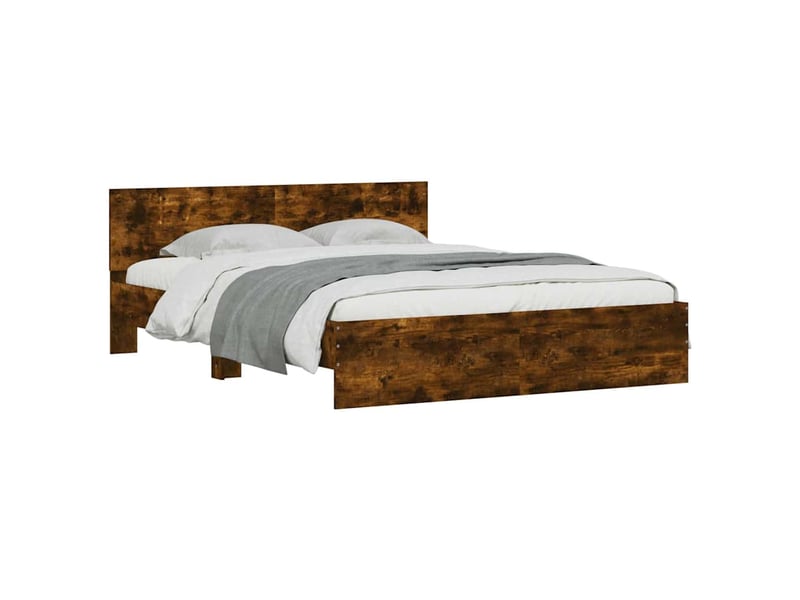  Lit double- lit adulte -  cadre de lit avec tête de lit et led chêne fumé 150x200 cm  - Conforama D