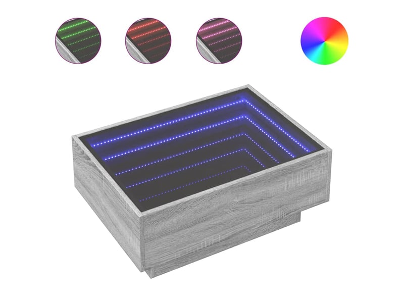  Table basse - table de salon - table à thé avec led sonoma gris 70x50x30 cm bois d'ingénierie  - Conforama A