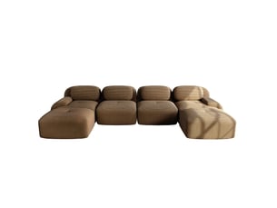 Canapé modulable en u modenvie 4 places 388 x 178 cm velours côtelé marron sans cadre