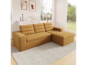 Canapé d’angle modulable,253x161x89 cm,4 places,chenille,orange