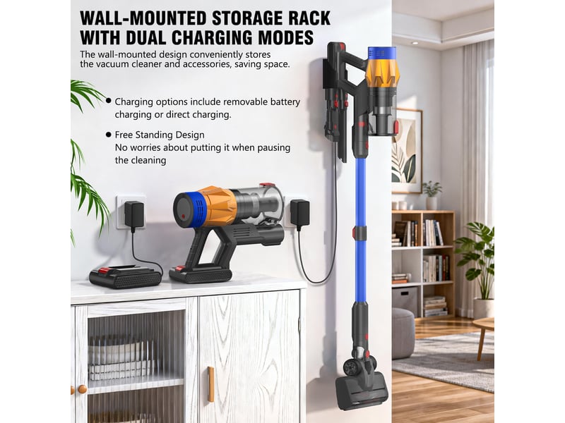  Aspirateur balai sans fil - 550w - 50kpa - 60min - capacité 1,5l - écran tactile-bleu  - Conforama B