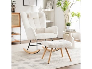 Fauteuil fixe  <strong></strong> Tissu bouclette blanc