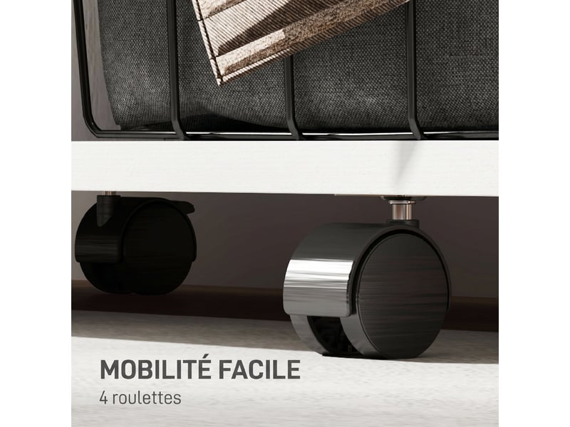  Armoire penderie vêtement dressing mobile 4 roulettes avec étagères ouvertes et tringle à vêtements, blanc  - Conforama E