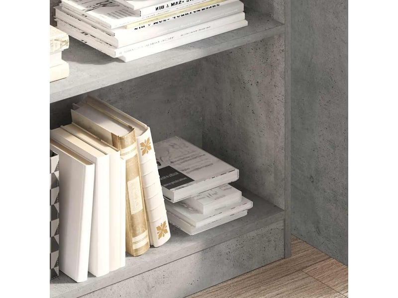  Bibliothèque, meuble de rangement salon gris béton 80x24x109 cm bois d'ingénierie  - Conforama C