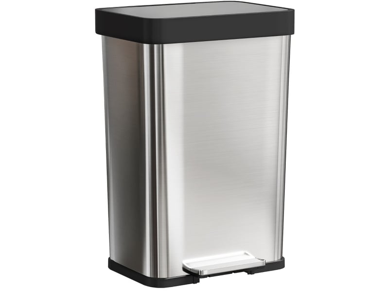  Poubelle à pédale 60 l 44x36x66,5 cm – argentée – couvercle silencieux à fermeture douce, ouverture 90°  - Conforama A