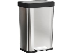 Poubelle à pédale 60 l 44x36x66,5 cm – argentée – couvercle silencieux à fermeture douce, ouverture 90°