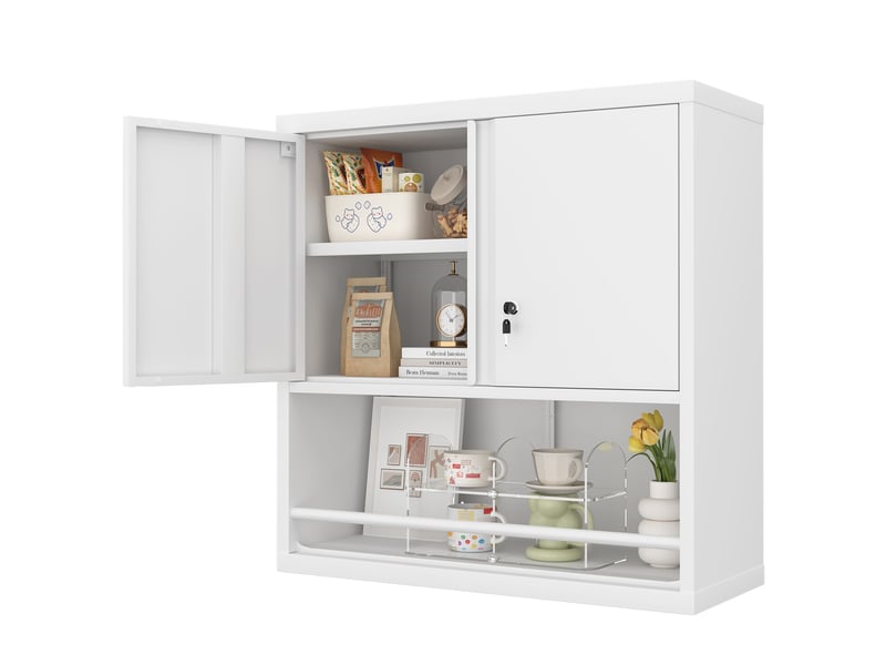  Armoire métallique haute 2 portes avec étagères réglables, rangement cuisine, bureau  - Conforama E