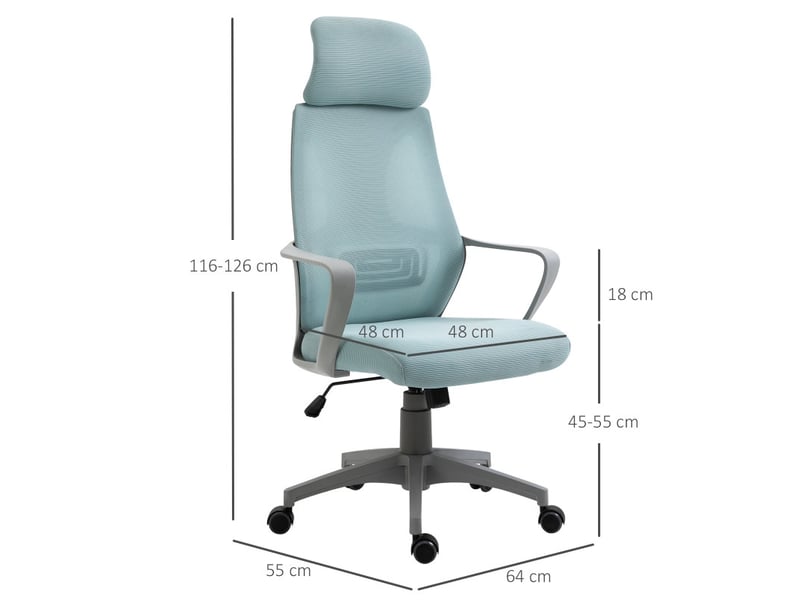 Chaise de bureau ergonomique inclinable réglable erlena bleu - Conforama C