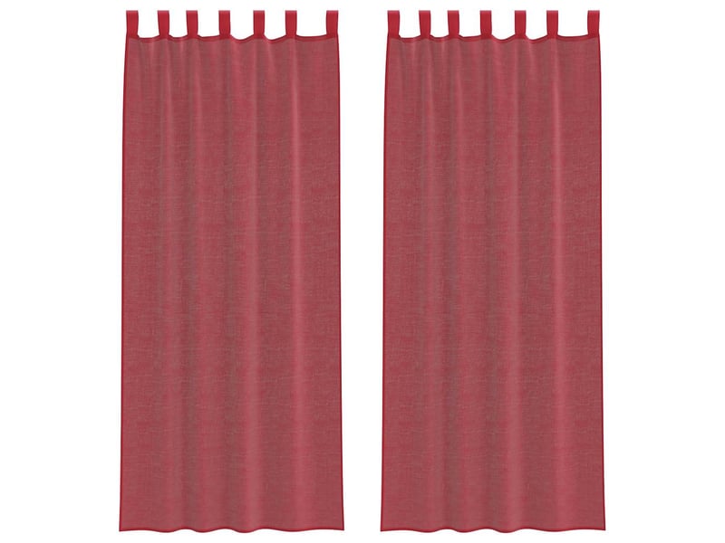  Lot de 2 rideaux en voile, voilages avec passe-tringles rouge bordeaux cf44489  - Conforama A