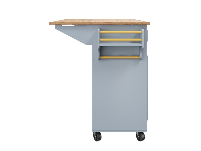  Îlot de cuisine bleu desserte de cuisine multifonction avec plateau pliant extensible, chariot de service vintage en mdf  - Conforama W